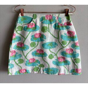 Lilly Pulitzer Womens Flat Front Summer Mini Skirt Multicolor Floral Green Sz 4